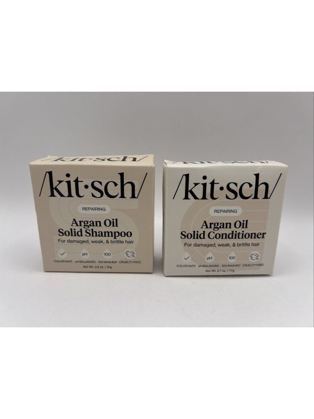 2x Kitsch Repairing Argan Oil Solid Shampoo And Conditioner Bars New Set Of 2